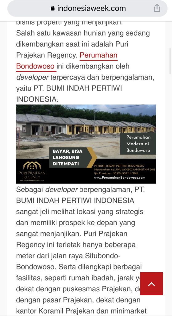 Perumahan Bondowoso Murah