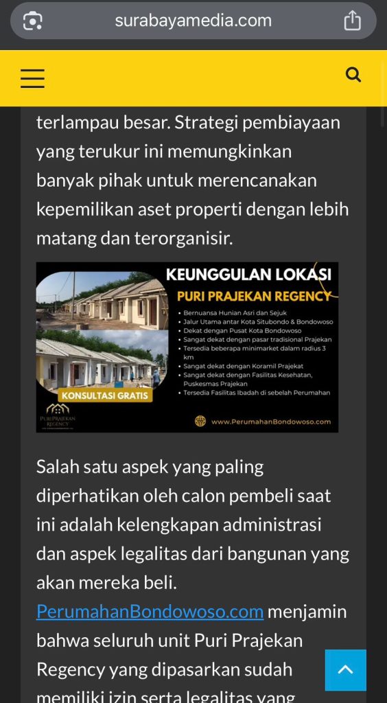 PerumahanBondowoso.com - Publikasi Media 2026 - SurabayaMedia G